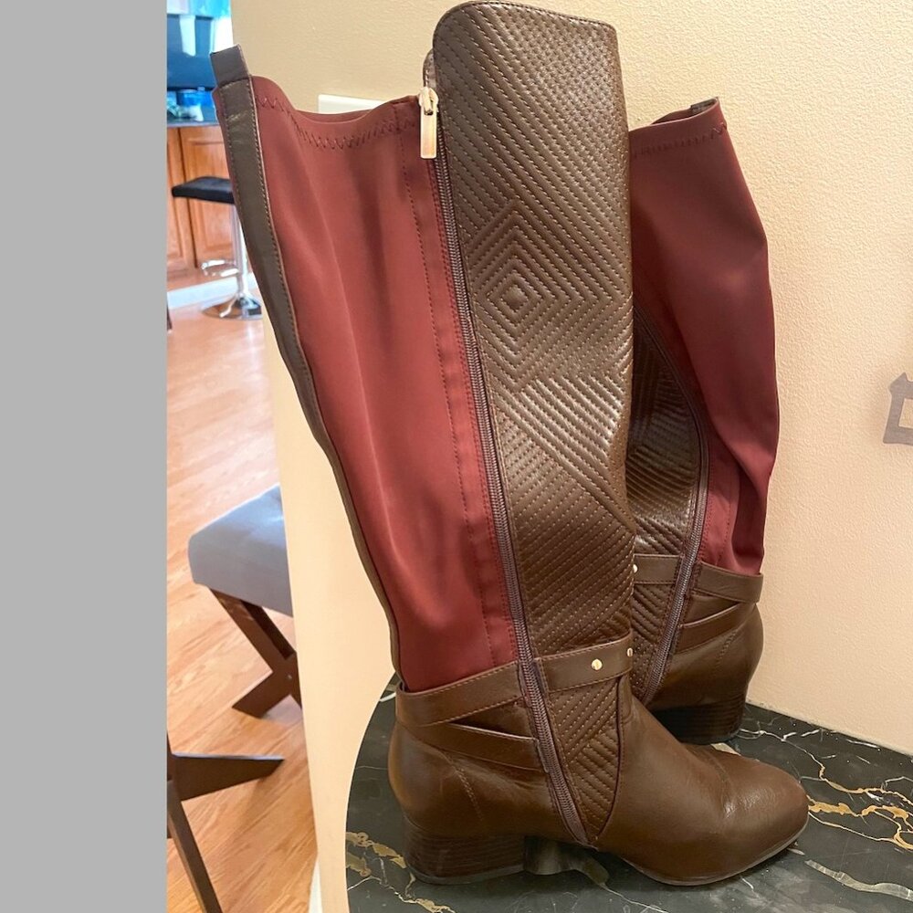 Ashley Stewart's Tall Brown Wide Calf Tall Boots 8W